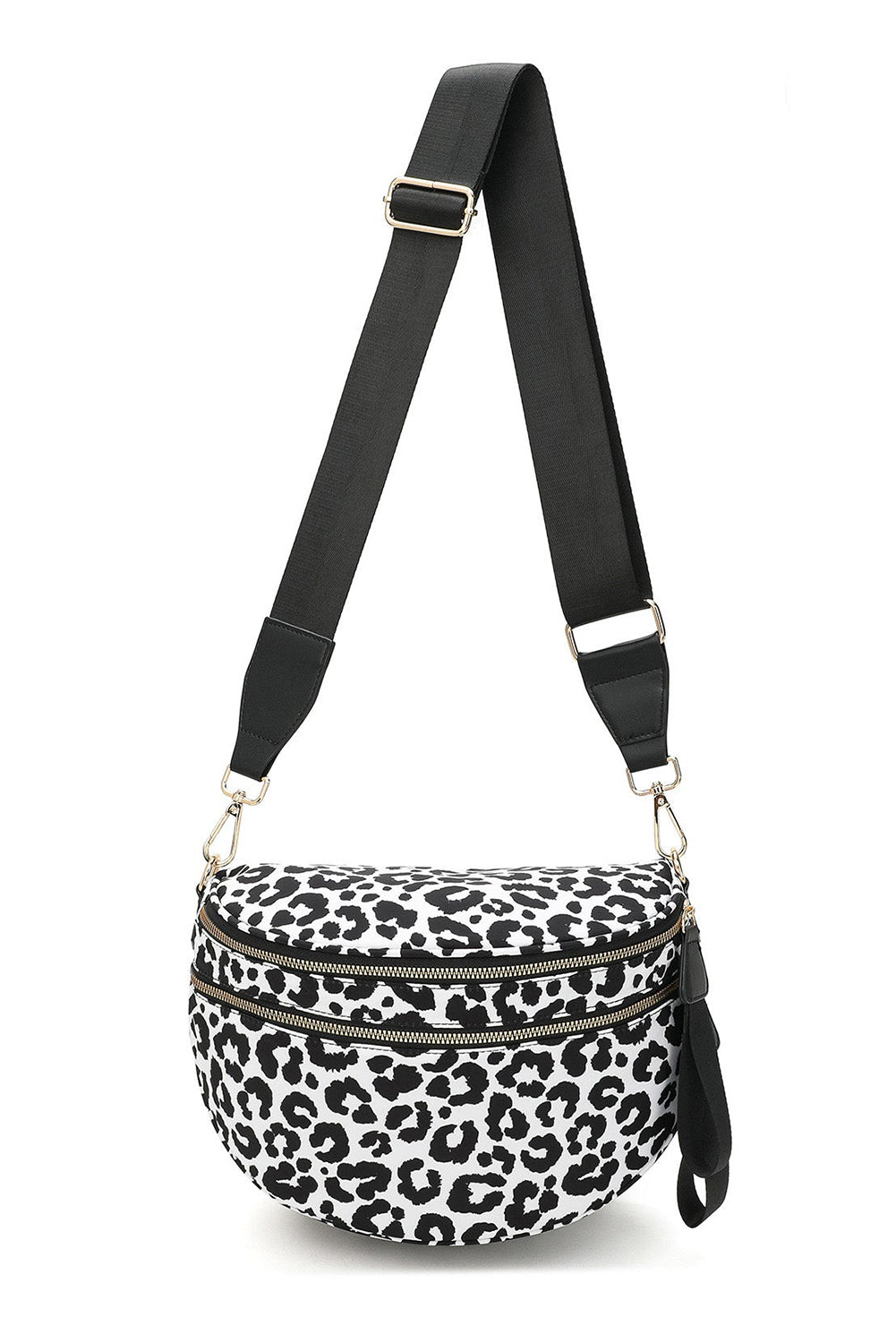 Blackish Green Checkered Print Wide Strap Large Crossbody Bag