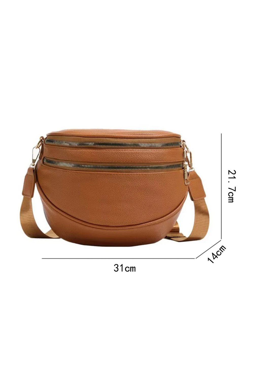Black PU Leather Double Zipper Crossbody Bag