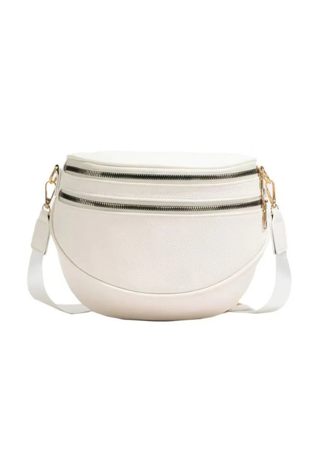 Black PU Leather Double Zipper Crossbody Bag