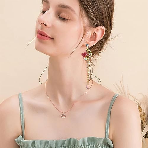 NEWITIN 6 Pairs Flower Earrings for Women Hypoallergenic Earring Butterfly Floral Tassel Earring Statement Long Flower Dangle Earrings for Women