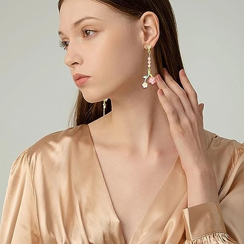 NEWITIN 6 Pairs Flower Earrings for Women Hypoallergenic Earring Butterfly Floral Tassel Earring Statement Long Flower Dangle Earrings for Women