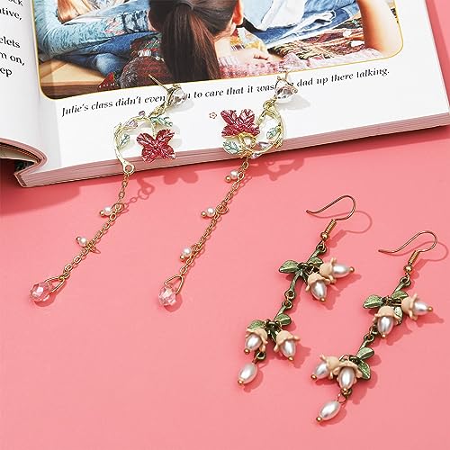 NEWITIN 6 Pairs Flower Earrings for Women Hypoallergenic Earring Butterfly Floral Tassel Earring Statement Long Flower Dangle Earrings for Women