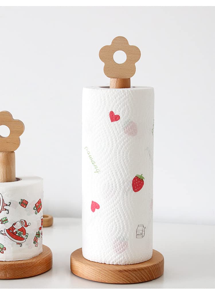 Paper Towel Holder, Wooden Kitchen Roll Stand Organizer Free Standing, Housewarming Gift Present for Friends