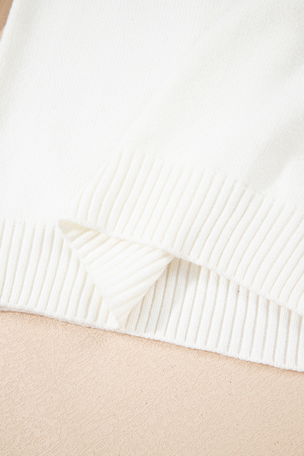 White Ethnic Geometric Colorblock Pattern Drop Shoulder Sweater