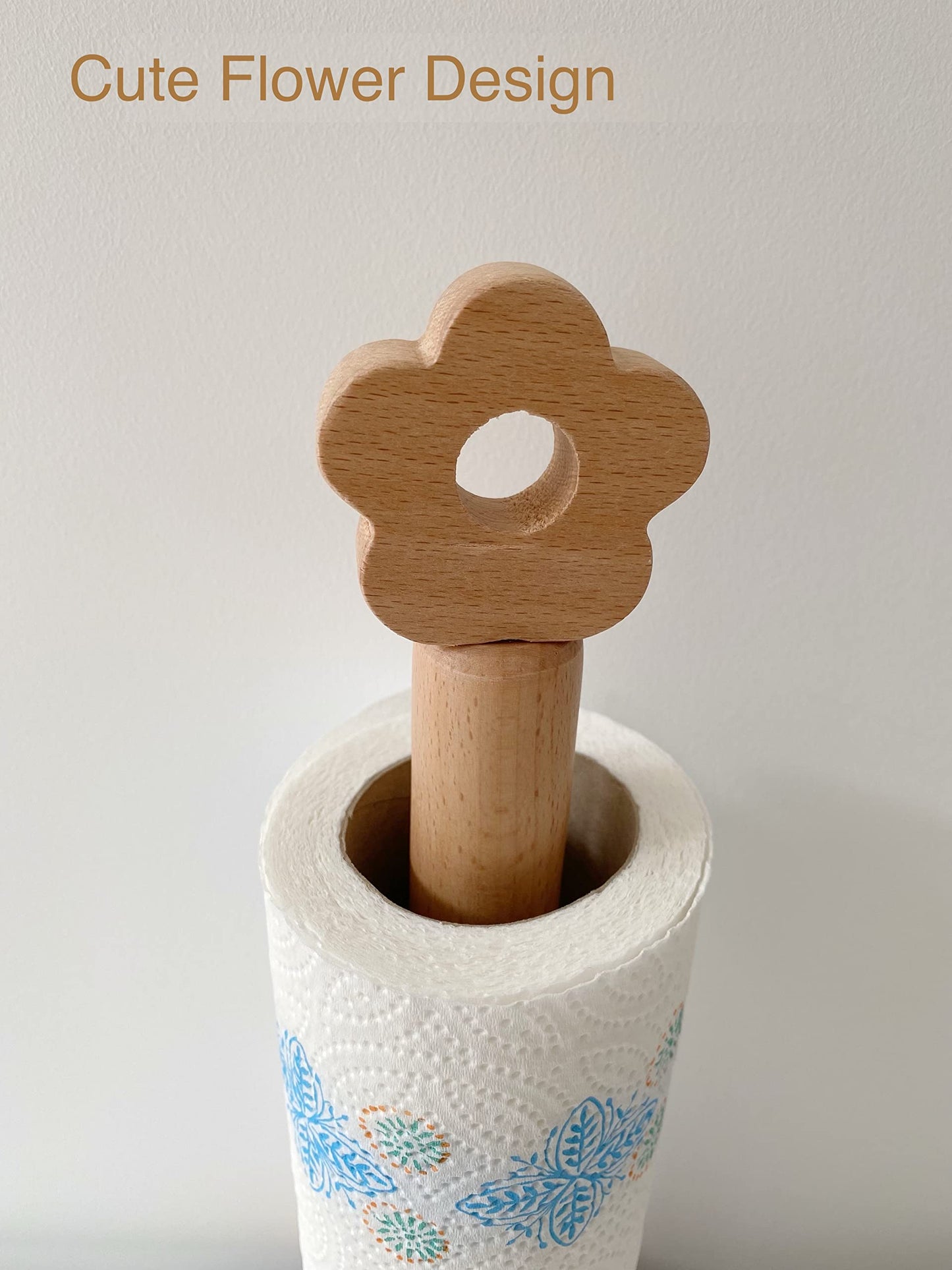 Paper Towel Holder, Wooden Kitchen Roll Stand Organizer Free Standing, Housewarming Gift Present for Friends