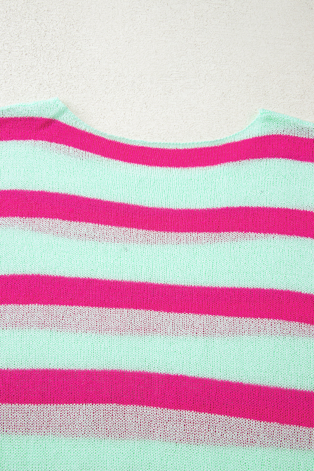 Green Striped Round Neck Colorblock Knit Sweater