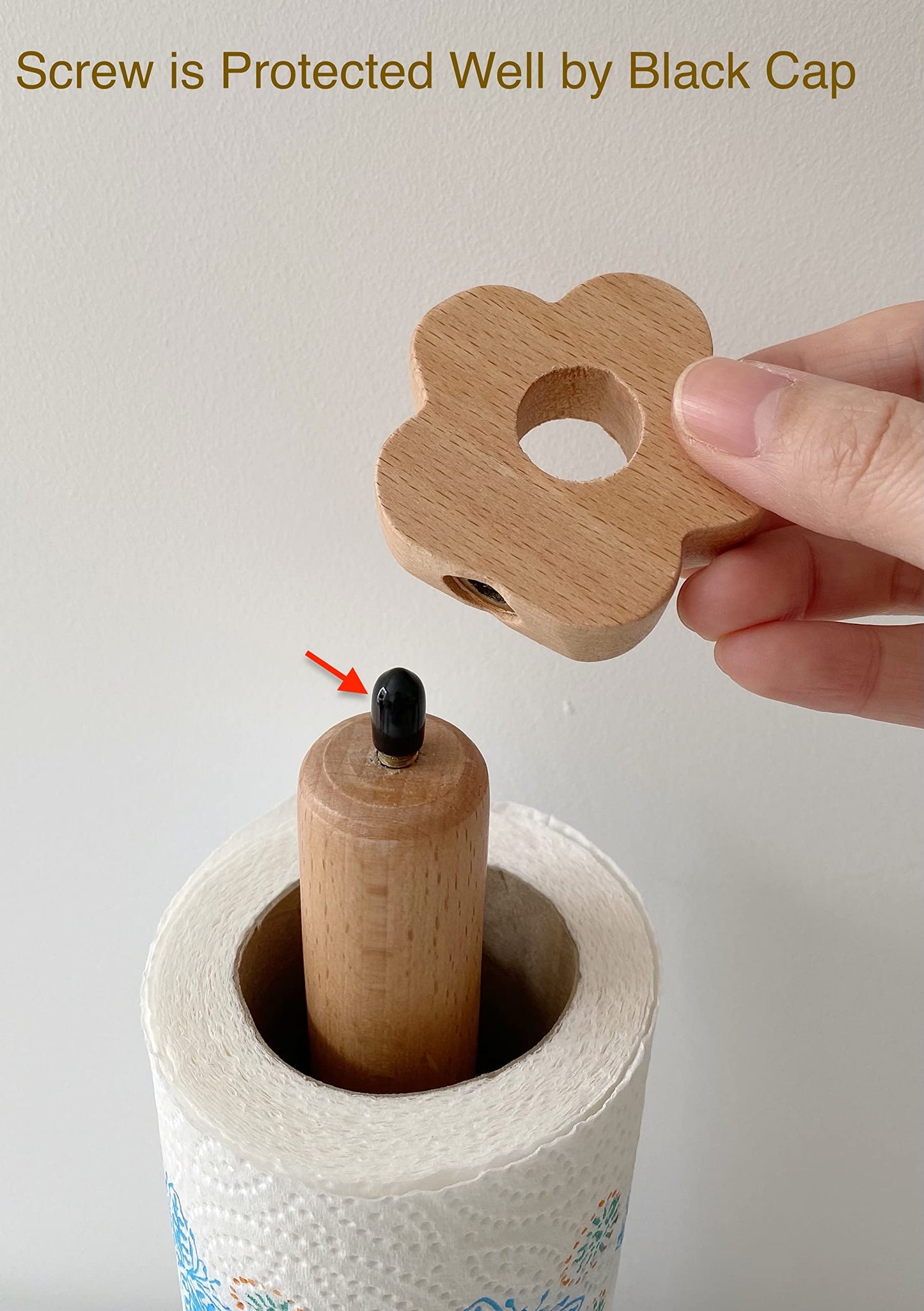 Paper Towel Holder, Wooden Kitchen Roll Stand Organizer Free Standing, Housewarming Gift Present for Friends