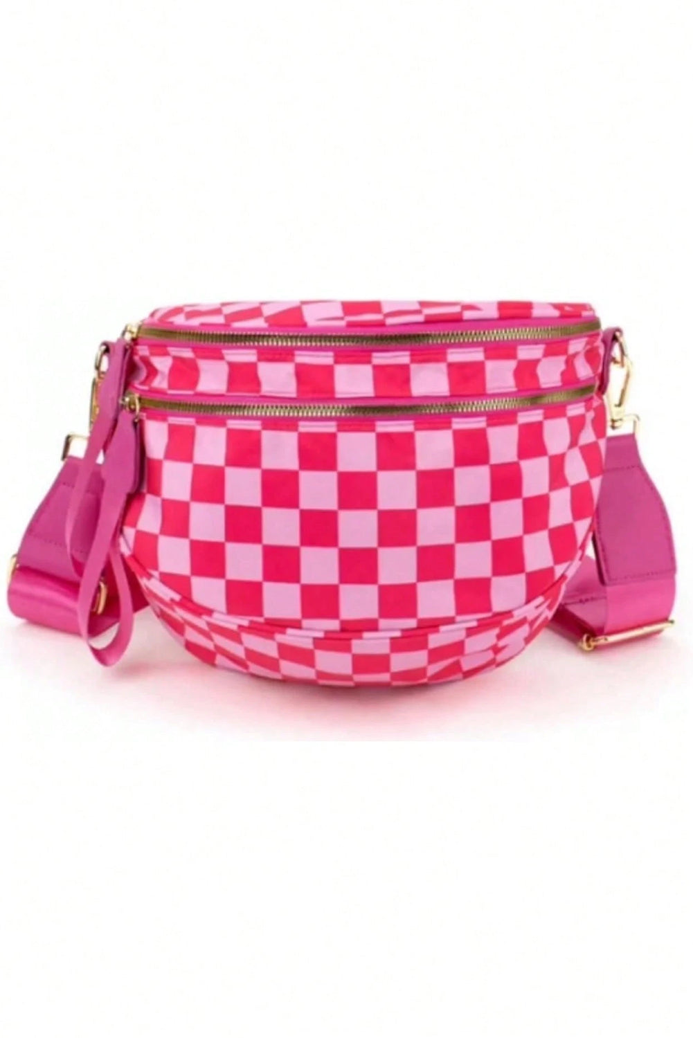 Blackish Green Checkered Print Wide Strap Large Crossbody Bag