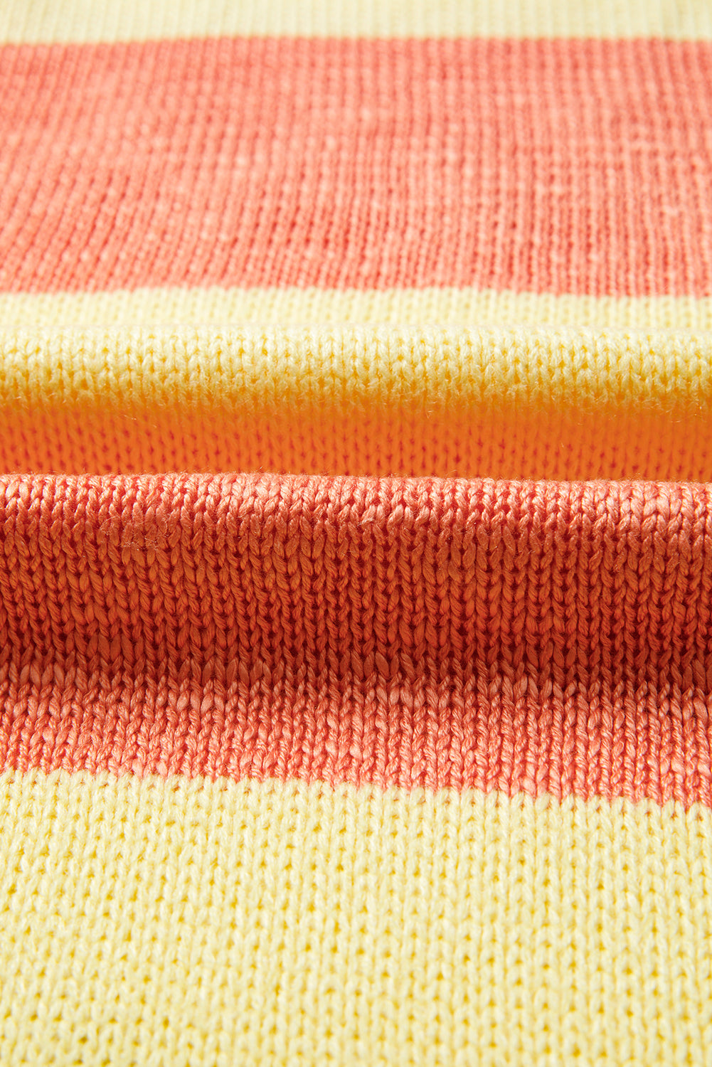 Yellow Stripe Contrasting Trim Round Neck Oversized Sweater