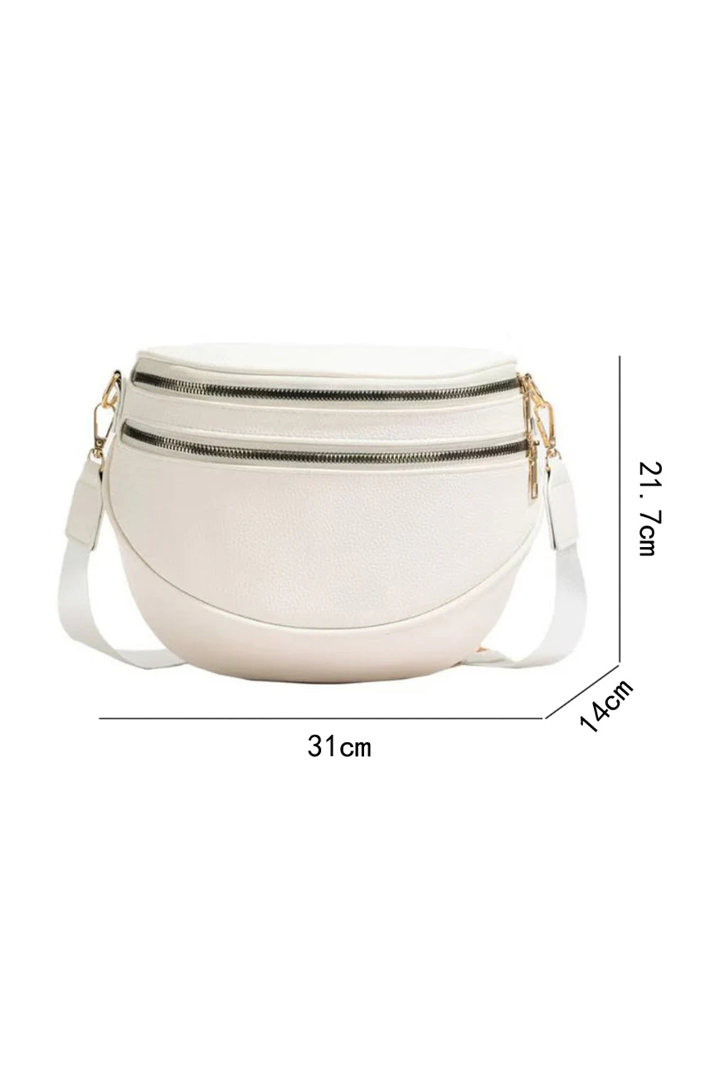 Black PU Leather Double Zipper Crossbody Bag
