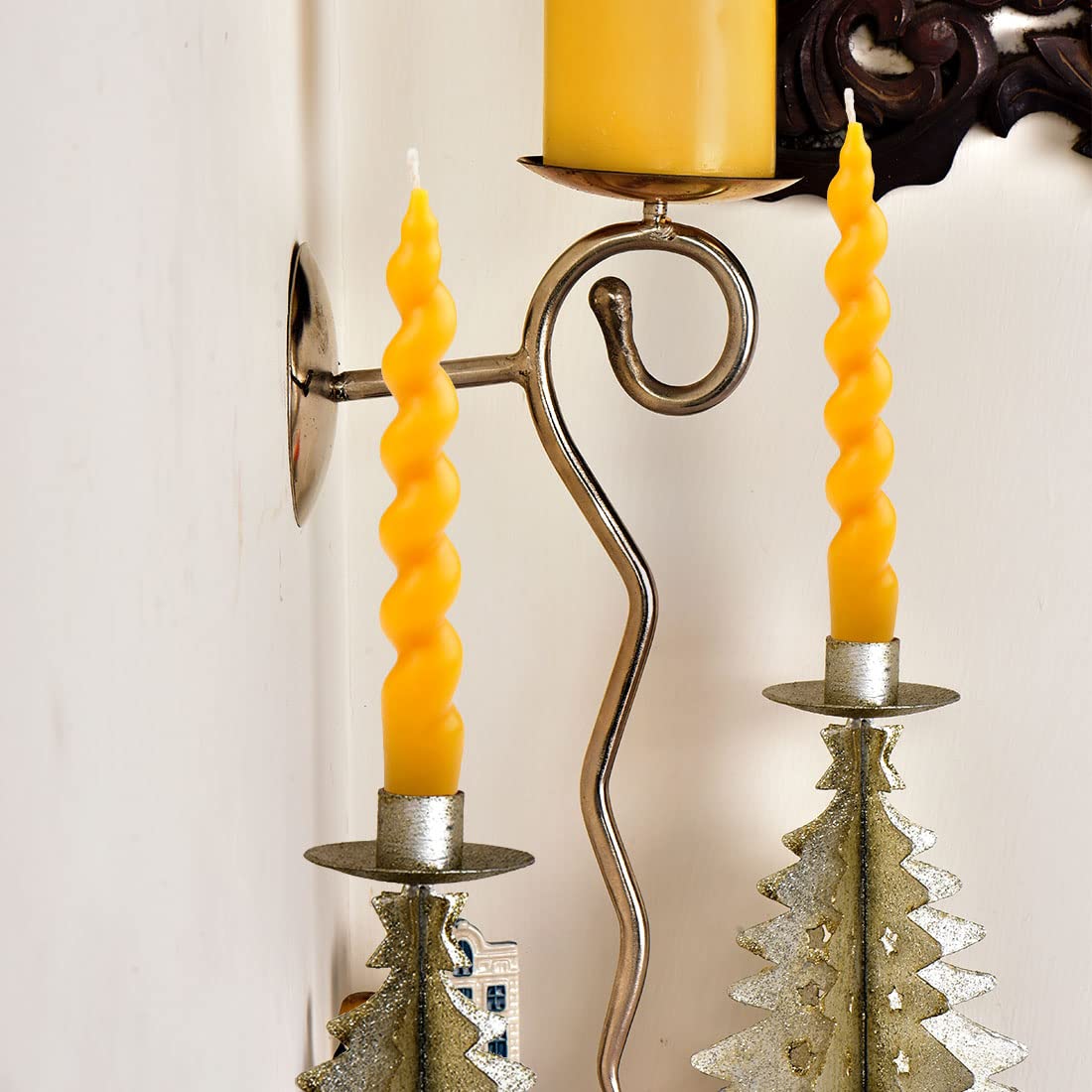 DEYBBY Spiral Beeswax Candle, 7 inch 2 Pack Twisted Pure Beeswax Candles for Home Meditation Dinner Decor