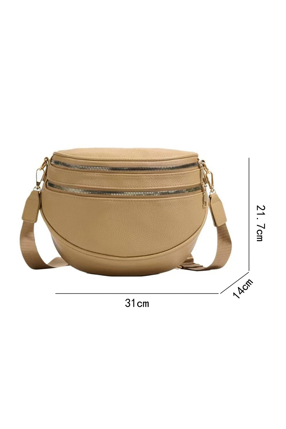 Black PU Leather Double Zipper Crossbody Bag